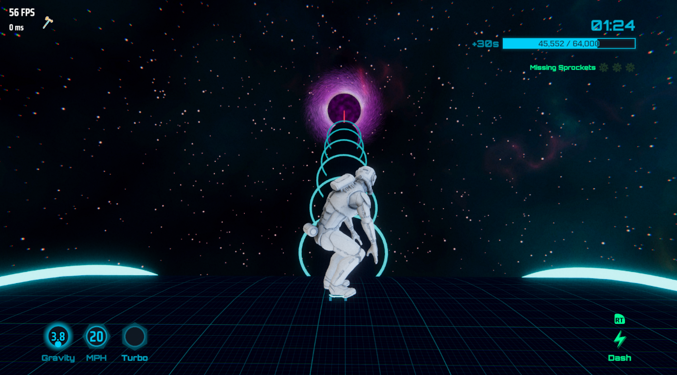 Looking down at the end of the prototype.